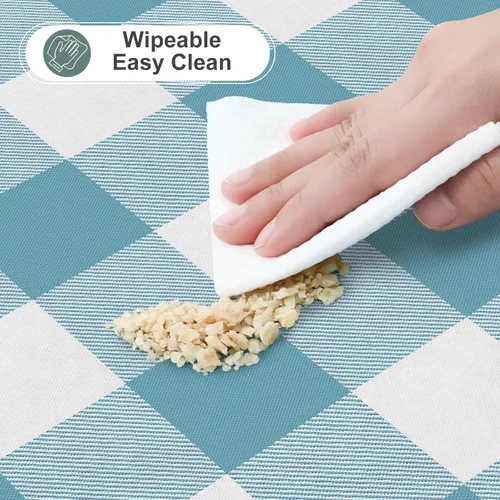 Vista 6 de misaya Mantel cuadrado de vinilo impermeable, mantel con parte trasera de franela de búfalo, mantel de plástico lavable para cena, cocina