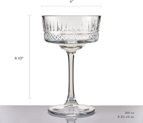 Vista 3 de Pasabahce Juego de 4 copas vintage Coupé – Exclusivo champán, cóctel, martini, copas de vino – Cristalería de tallo largo – 8.8 oz – Perfecto