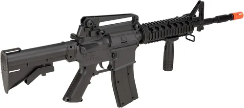 Vista 5 de GoldenBall Rifle de potencia de resorte M4 Airsoft con kit de combate de pistola de Airsoft, color negro