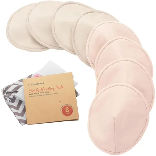 Vista 25 de Almohadillas de lactancia de viscosa de bambú orgánico, 8 almohadillas lavables para lactancia materna, bolsa de lavado, reutilizables
