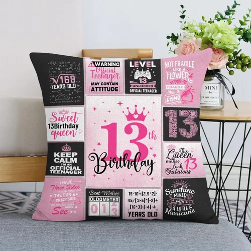 Vista 8 de Regalos de cumpleaños número 13 para niñas, ideas de regalo de cumpleaños para niñas de 13 años, regalos y decoraciones para niñas de 13 años Fundas