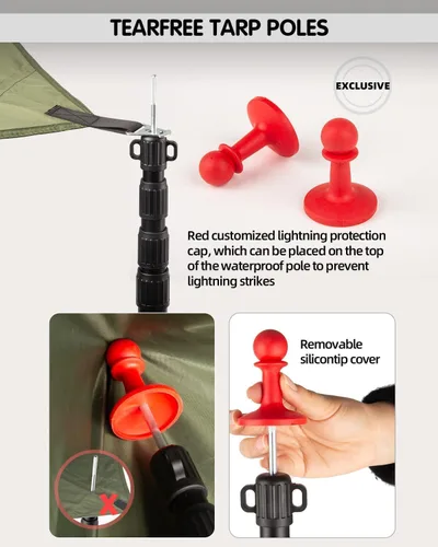 Vista 4 de Postes de Lona Resistentes Ajustables, AVOFOREST Postes de Tienda de Aluminio de Aviación de 8.7 Pies que se Alargan y Engrosan con Tapa