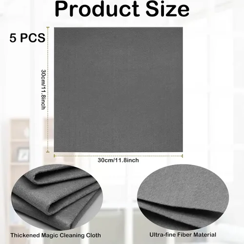 Vista 7 de 5Pcs Thickened Magic Cleaning Cloth, Magic Fiber Microfiber Cleaning Cloth Streak Free Glass Cleaning Cloth, Reuseable Glass Cleaning Magic Cloth