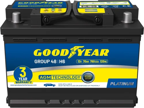 Vista 15 de Goodyear AUX12-AGM 12V 12 AH, 20RC, 200 CCA Batería auxiliar recargable AGM libre de mantenimiento de la serie Platinum