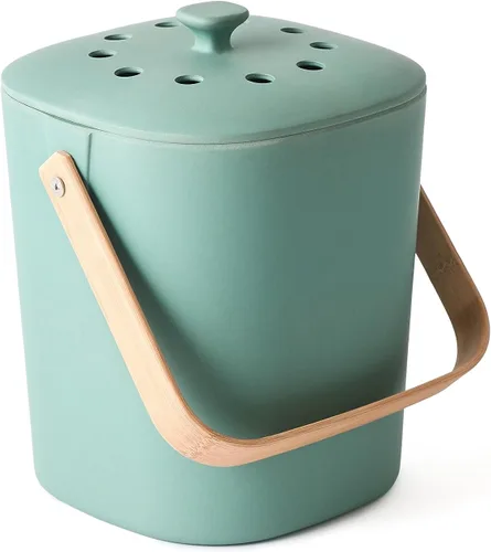 Vista 18 de Bamboozle - Contenedor de abono de 1 galón, viene con filtro a base de cáñamo, materiales sostenibles, compostador de encimera interior, suministros