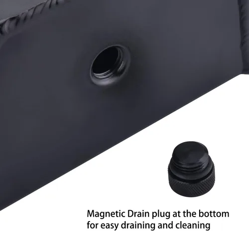 Vista 5 de SPEEDWOW Tanque de desbordamiento de refrigerante, tanque de desbordamiento de radiador de aluminio con cinta de teflón y junta tórica, tanque