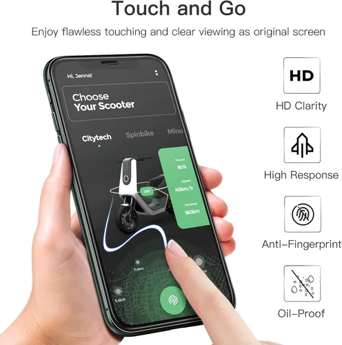 Vista 6 de JETech Protector de pantalla de cobertura completa para iPhone 11 Pro Max/iPhone XS Max de 6.5 pulgadas, borde negro, película de vidrio templado