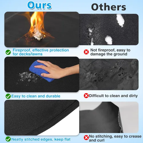 Vista 20 de Apipi Alfombrilla para Hoguera de 47 pulgadas Compatible con Solo Stove Bonfire – Alfombrilla Ignífuga para Parrilla Protector de Terraza y Patio, 3