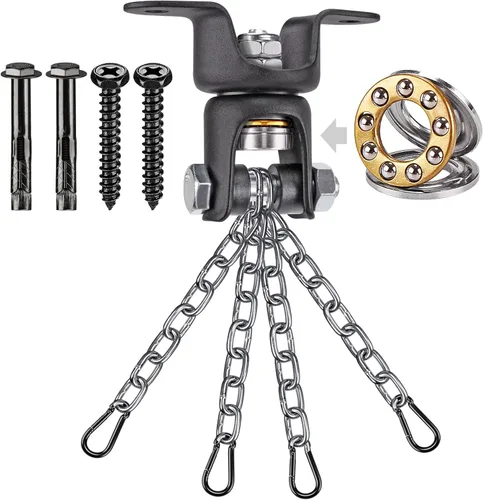 Vista 10 de BeneLabel Heavy Bag Ceiling Mount with Spring & Chains 360° Rotation Punching Bag Ceiling Hanger with Bearings Boxing Bags Holder Hardware with 2