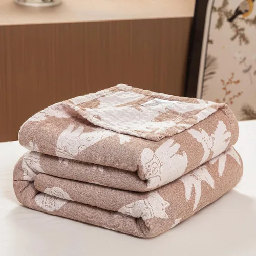 Vista 5 de MEJU Manta ligera de muselina marrón para perros, cachorros, para niños, para cama, sofá, 100% algodón peinado, de 3 capas, suave y cálida