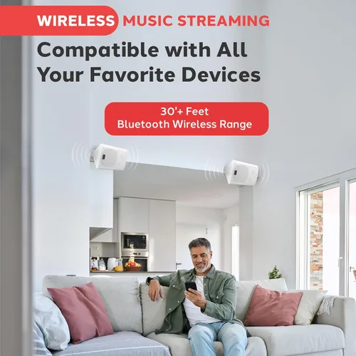 Vista 3 de Pyle Sistema de altavoces impermeables de montaje en pared de 6.5 pulgadas para sistema de sonido envolvente Bluetooth inalámbrico en interiores