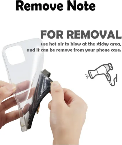 Vista 4 de Funda con tarjetero RFID para teléfono, cartera trasera de cuero PU para teléfono con adhesivo, portatarjetas extraíble de 5 tarjetas, universal