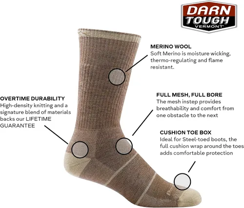 Vista 2 de DARN TOUGH (2009) William Jarvis Calcetín Boot de peso medio con cojín completo para hombre Grava