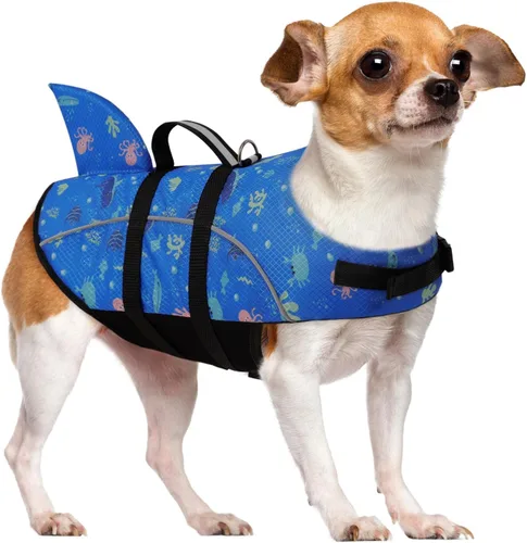 Vista 12 de Queenmore Chaleco salvavidas para gatos XXS, chaleco salvavidas para perros extra pequeño para nadar en barco, chaleco salvavidas ligero con asa