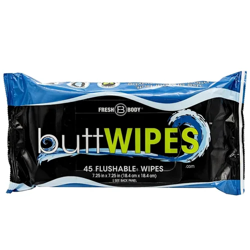 ButtWIPES Toallitas desechables (1 paquete, 45 toallitas) – Toallitas desechables para adultos – Toallitas para glúteos a base de agua con aloe y