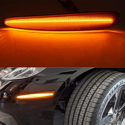 Vista 5 de NJSBYL 4 piezas de lentes transparentes ámbar/rojas delanteras traseras LED Kits de luces laterales para Chevy Corvette C6 2005 2006 2007 2008 2009