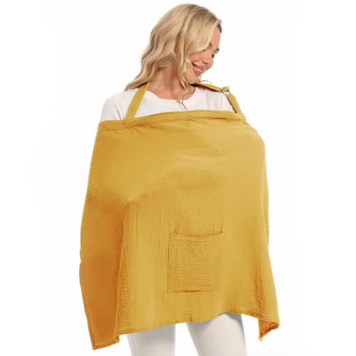 Wimst - Funda de muselina para lactancia materna, suave y transpirable, con aro rígido para delantal de lactancia, funda de asiento de automóvil