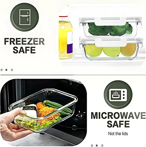 Vista 4 de Juego de 30 recipientes de vidrio para almacenamiento de alimentos, juego de recipientes de vidrio para preparación de comidas con tapas de cierre a