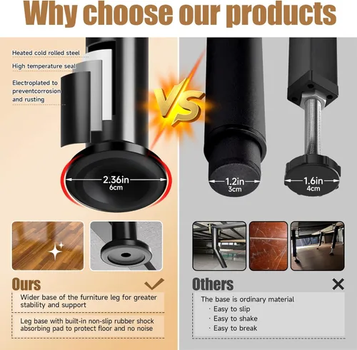 Vista 17 de 4 patas de soporte central de altura ajustable de metal para marco de cama, patas de soporte de cama para listones de madera, reemplazo de patas