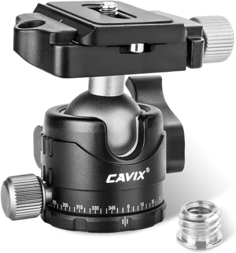 Vista 10 de CAVIX MT-03 Cabezal de trípode panorámico para cámara, cabeza de bola pequeña con placa de liberación rápida Arca Swiss Capacidad de carga de nivel