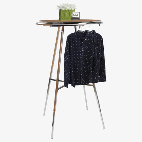 Vista 9 de SSWBasics Decoración de madera de roble caramelo para estantes redondos de ropa, se adapta a estantes redondos de 36 pulgadas, solo cubrecolchón