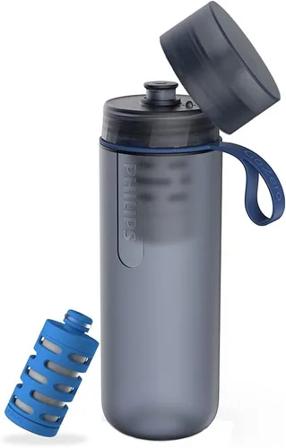Philips Water GoZero Active BPA-Free Water Bottle with Fitness Tap Water Filter Sport Squeeze Water Bottle Lightweight 20 oz with Fitness Filter Blue