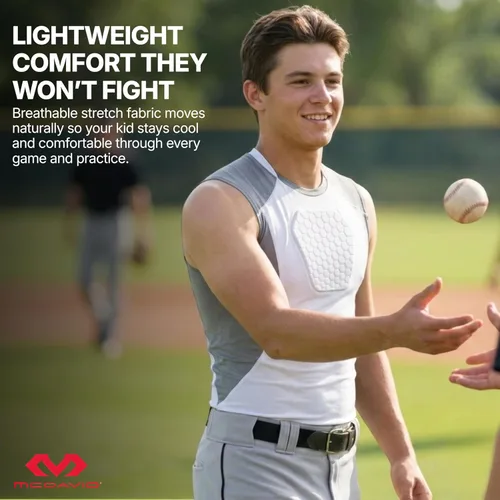 Vista 18 de McDavid HEX Chest Protector Shirt Heart Guard Sternum Compression Padded Shirt for Football, Lacrosse, Softball Rugby - Youth