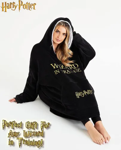 Vista 3 de Harry Potter Manta de gran tamaño con capucha para mujeres, hombres y adolescentes, manta de forro polar