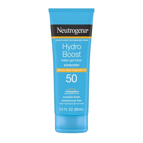 Neutrogena Hydro Boost - Loción hidratante de gel de agua con protección solar de amplio espectro SPF 50, loción protectora solar hidratante