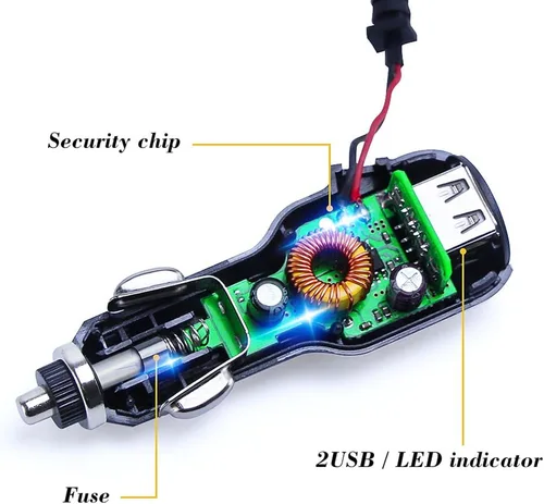 Vista 5 de Cargador de cámara para salpicadero, Plozoe Car Dash Cam Cable de alimentación USB Adaptador de carga de vehículo para GPS GPS Nuvi Gar 'min, Mirror