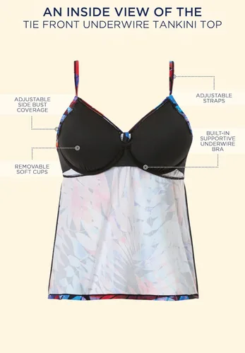 Vista 4 de Swimsuits For All Top tankini con aros y lazo frontal para mujer, talla grande