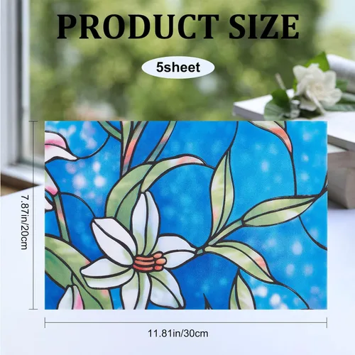 Vista 2 de GORGECRAFT 5 piezas de película de privacidad para ventana, película de vidrieras no adhesivas, películas de tintado para ventanas, calcomanías