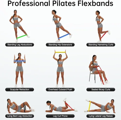 Vista 2 de Resistance Bands for Working Out, 5-Pack Elastic Exercise Bands for Strength Training, Stretching, Workout; Home Gym Equipment for Women Men