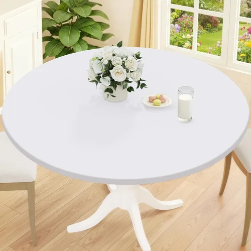 Vista 10 de Smiry Mantel redondo de pícnic, fundas de mesa elásticas impermeables para mesas de 18 a 24 pulgadas, manteles de vinilo con parte trasera