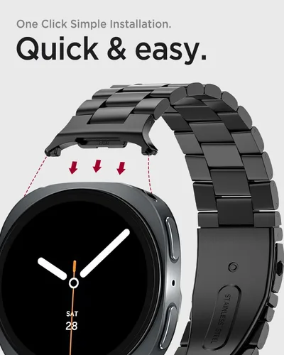 Vista 4 de Miimall Metal Band Compatible for Samsung Galaxy Watch 8 40mm 44mm/8 Classic 46mm(2025), No Gap Stainless Steel Strap with Secure Clasp for Men