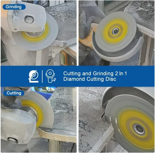 Vista 5 de HIGHDRIL Cuchilla de porcelana de diamante para cortar y moler, diámetro de 4 pulgadas, rueda de copa multiusos de 4 pulgadas, disco de diamante