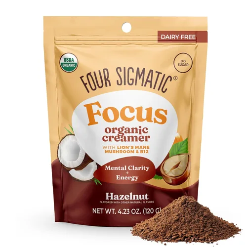 Vista 7 de Four Sigmatic Focus Chocolate Coffee Creamer Crema de café sin lácteos orgánica con Lion’s Mane y Vitamina B12 Chocolate, 4.23 oz