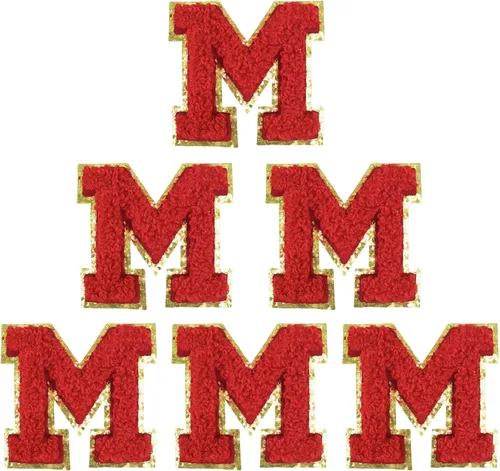 Vista 24 de 6 piezas de parches de letras de chenilla autoadhesivas, parches de letras preppy de 2 pulgadas para bolsos, ropa y sombreros, grandes pegatinas