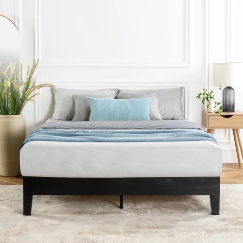 Vista 23 de Mellow Naturalista Classic - Cama de plataforma de madera maciza de 12 pulgadas con listones de madera, no necesita somier, fácil montaje