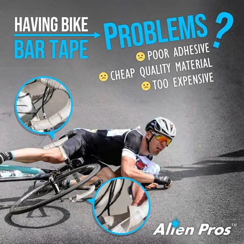 Vista 2 de ALIEN PROS Cinta para manillar de bicicleta EVA (juego de 2) amarilla, mejora el agarre de tu bicicleta con estas cintas para manillar de bicicleta