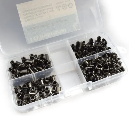 Vista 5 de LQ Industrial Juego de 75 tornillos negros M5 Chicago surtidos Kit de tornillos ranurados Phillip cabeza de encuadernación tornillos remache