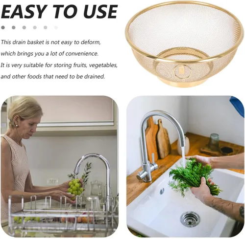 Vista 7 de Stainless Steel Fine Mesh Rice Strainer Bowl Colander Basket for Washing Fruits Vegetables Grains and Pasta Multifunctional Kitchen Drain Basket