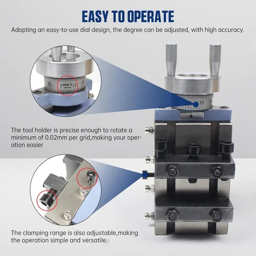 Vista 4 de CNCTOPBAOS 210 mini torno de fresado vertical portaherramientas deslizante, herramienta de torno de hierro fundido, carrera de elevación de 3.3