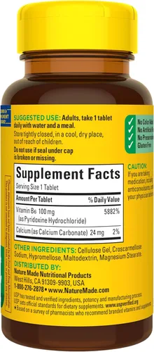 Vista 7 de Nature Made Vitamina B6 100 mg Tabs, 100 ct