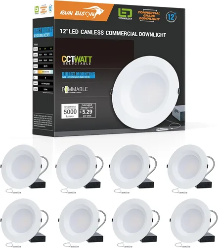 Vista 21 de Downlight LED empotrable de 4 pulgadas con caja de conexión, potencia ajustable 9/12/15W, 3 colores seleccionables 3000K-5000K, 120-277V, 0-10V