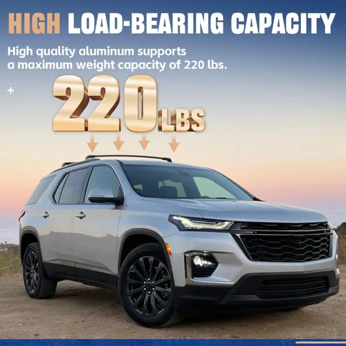 Vista 4 de Barras cruzadas para techo de 220 LBS, compatibles con Chevrolet Traverse 2018 2019 2020 2021, portaequipajes de color negro