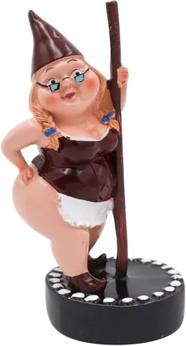 Dnoifne Estatua de gnomo de baile de poste, estatuas de gnomo de jardín de resina, divertida figura de gnomo para exteriores, decoración creativa de