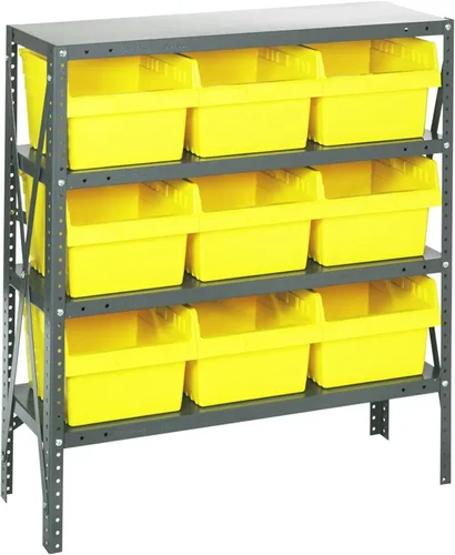 Vista 426 de Quantum QSBU-245BK Heavy Duty Shelving Unit with (7) Shelves and (24) QUS245 Black Bins for Garage Warehouse Storage Distribution 400 lb Load