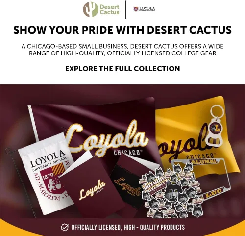 Vista 6 de Desert Cactus Loyola University Chicago - Gorra de béisbol LUC Ramblers de ala embroirderd, gorra ajustable de tela para adultos (estilo A) rojo