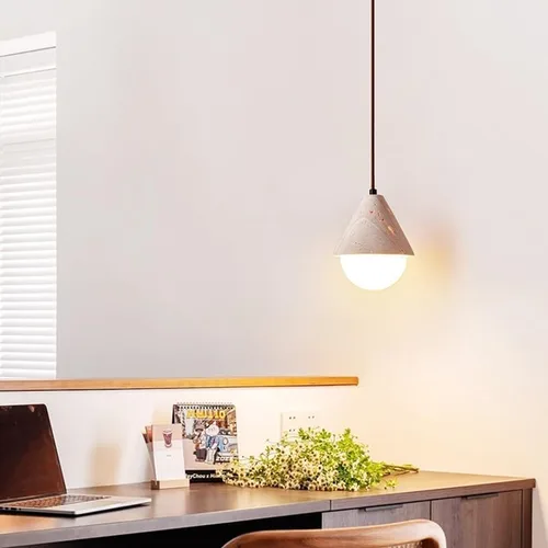 Vista 4 de Modern Globe Glass Hanging Lamp Mid Century Small Pendant Light Fixtures Vintage Cone Yellow Travertine Chandelier for Kitchen Island Bar Restaurant
